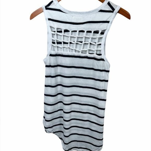 Chaser Gauzy Cotton Jersey Knot Back and White Striped Tank Sz M - Picture 4 of 6